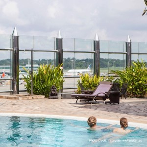 Unusual airport activities: swimming