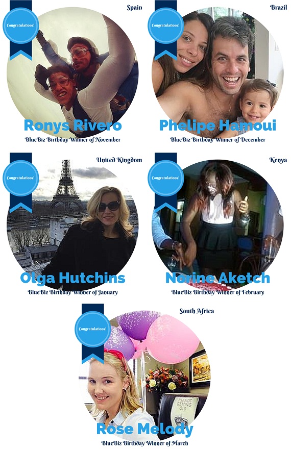 Congratulations to Ronys, Phelipe, Olga, Norine and Rose, our BlueBiz Birthday winners, they won 2 tickets!