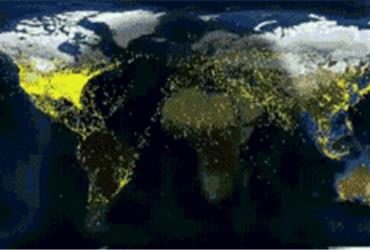 On an average day, about 100,000 flights take off and land every day across the world. This creates a huge and hard to imagine amount of daily traffic. The European Space Agency (ESA) created an animated map that shows what 100,000 flights per day look when projected in just four seconds.